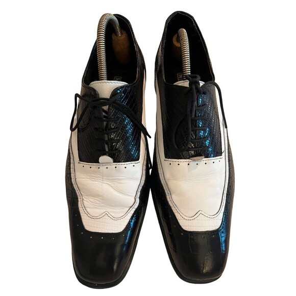 Stacy Adams Spectator Rockabilly Men's 10M Alligator Leather Lace-Up Dress Shoe - Picture 2 of 10